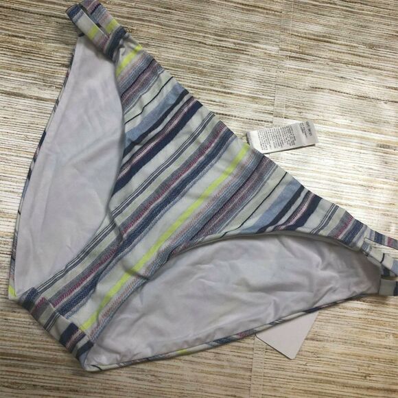 A-222 Splendid Womens Bikini Swim Bottom strappy sides BLUE WHITE size M - Picture 1 of 1
